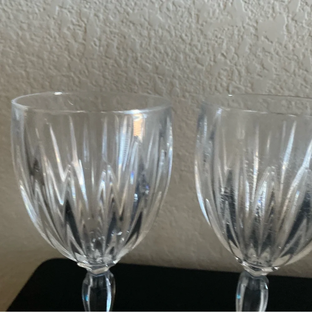 3 Cristal D'Arques-Durand Classic Crystal France Faceted Stem 8.5” Wine Goblets